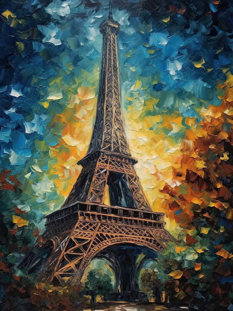 Eiffel Tower Paris France Style Vincent Van Gogh 14