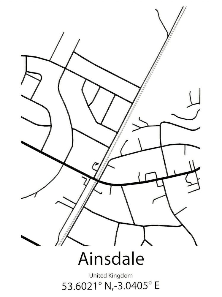 Ainsdale,United Kingdom Minimalist Map