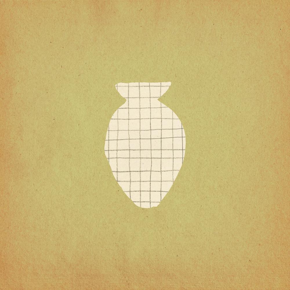 Minimalist Vase, greenish background 1