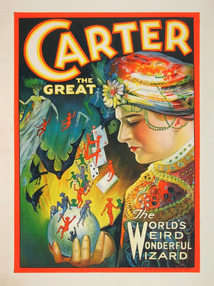 Carter The Great Cheats Magic Vintage Poster