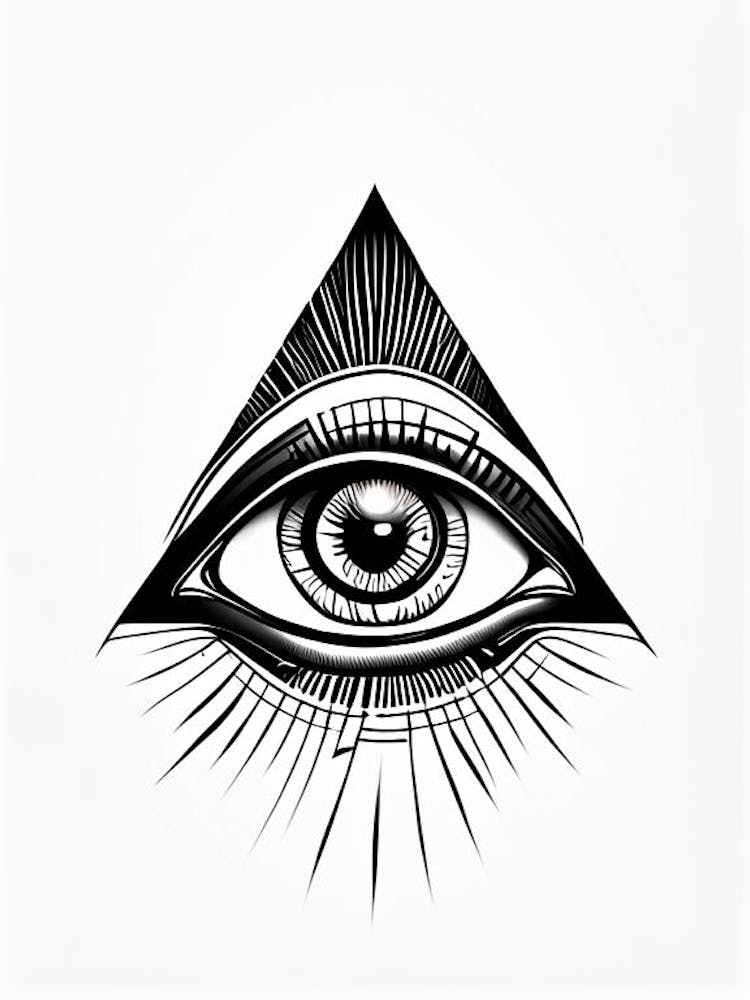 Awareness, Symbol, Third Eye Simple Black & White Illustration 1