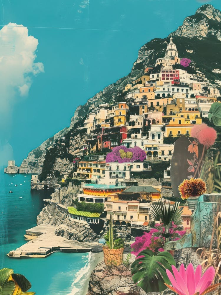 Amalfi Italy   Retro Collage Style 4