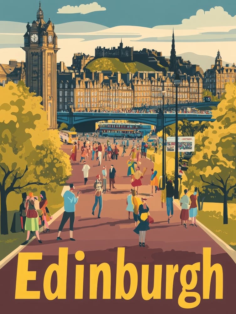 Aihrgdesign A 1970s Inspired Travel Poster For Edinburgh 1
