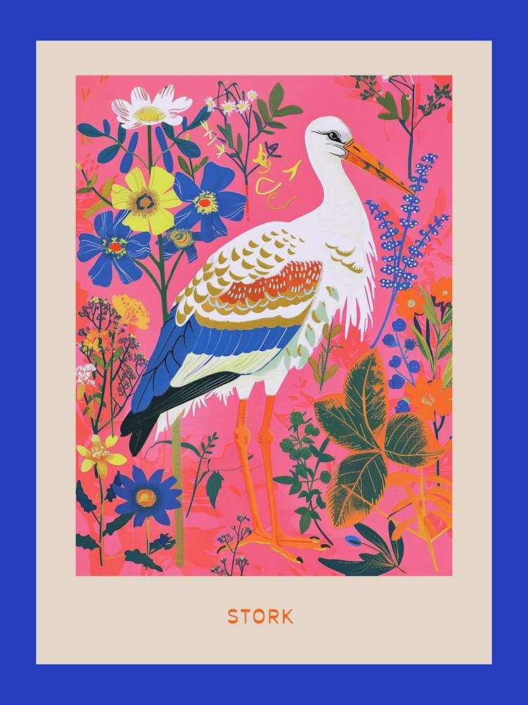 Spring Birds Poster Stork 1