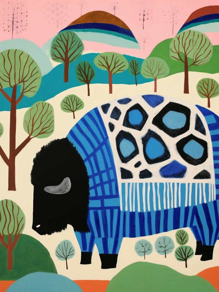 Maximalist Animal Painting Buffalo 2