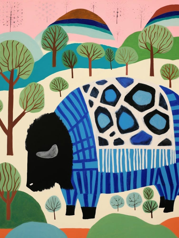 Maximalist Animal Painting Buffalo 2