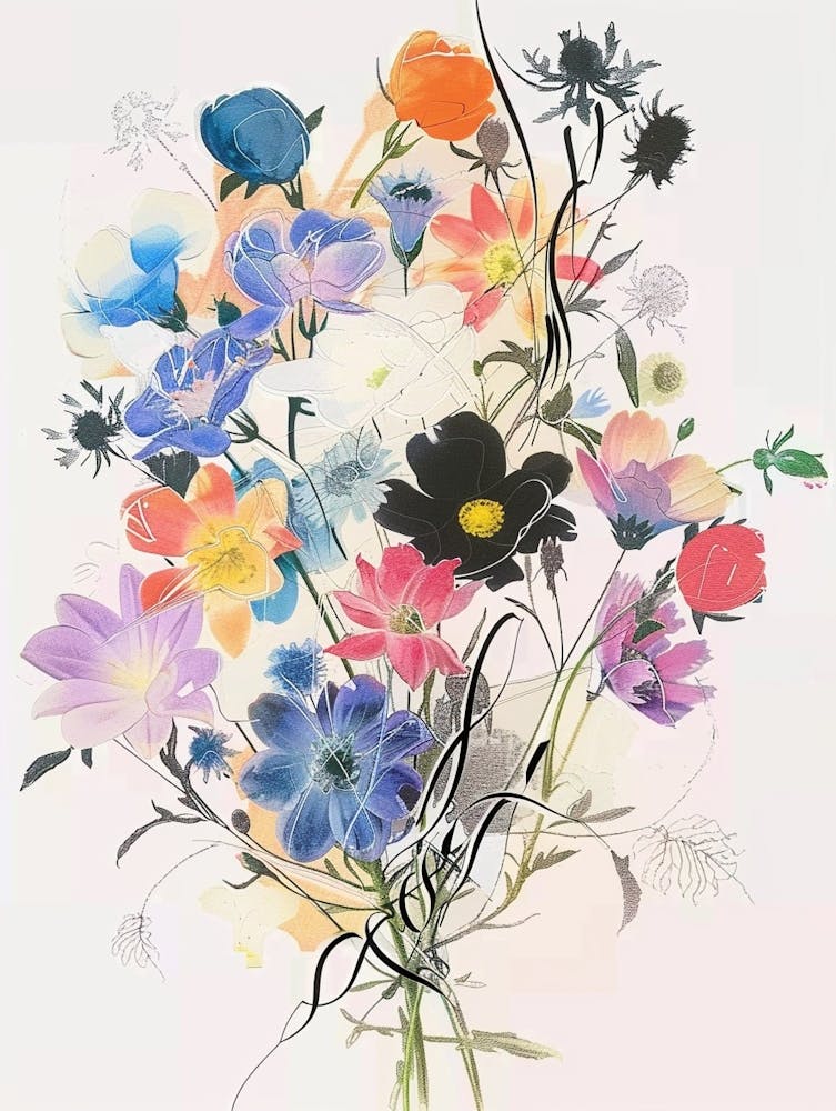Nigella 1 Collage Flower Bouquet