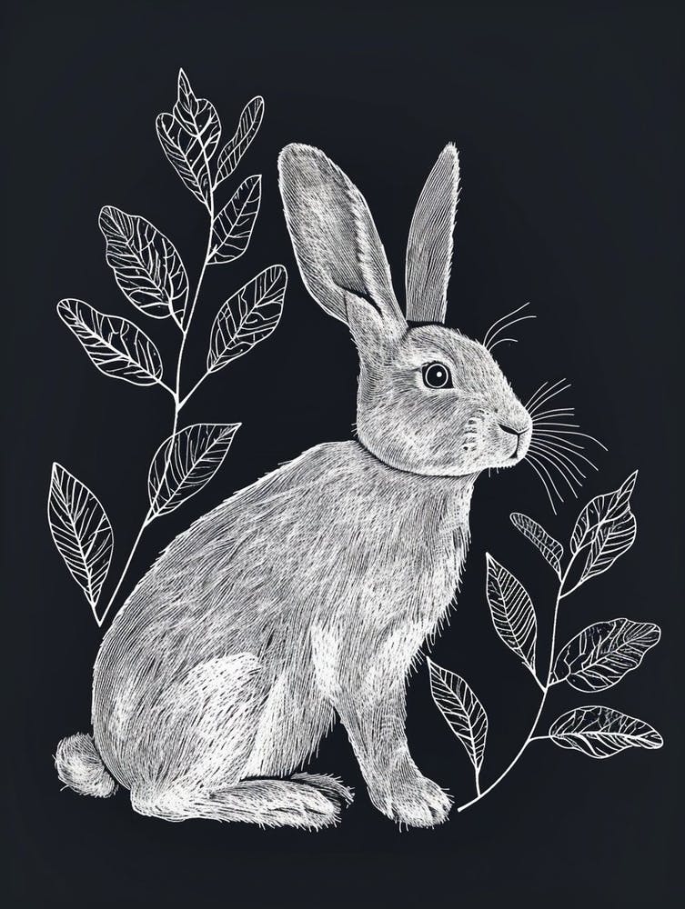 Holland Lop Rabbit Minimalist Illustration 2