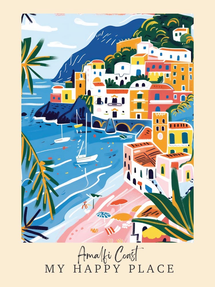 My Happy Place Amalfi Coast 5 Travel Poster