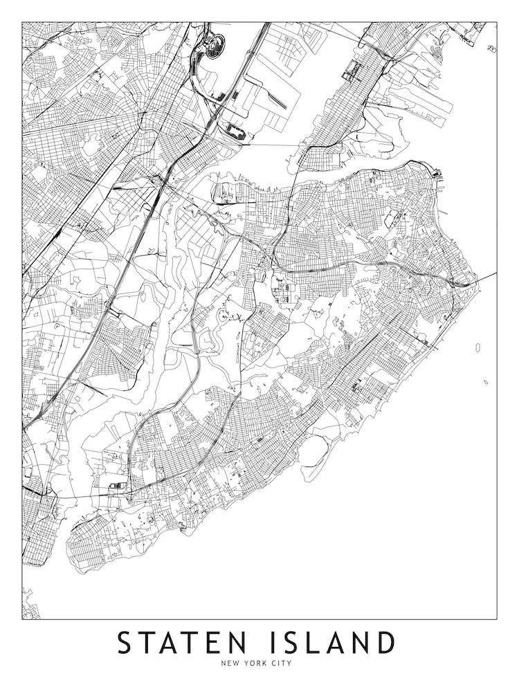 Staten Island White Map