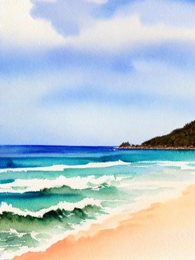 Burleigh Heads Beach, Australia Watercolour