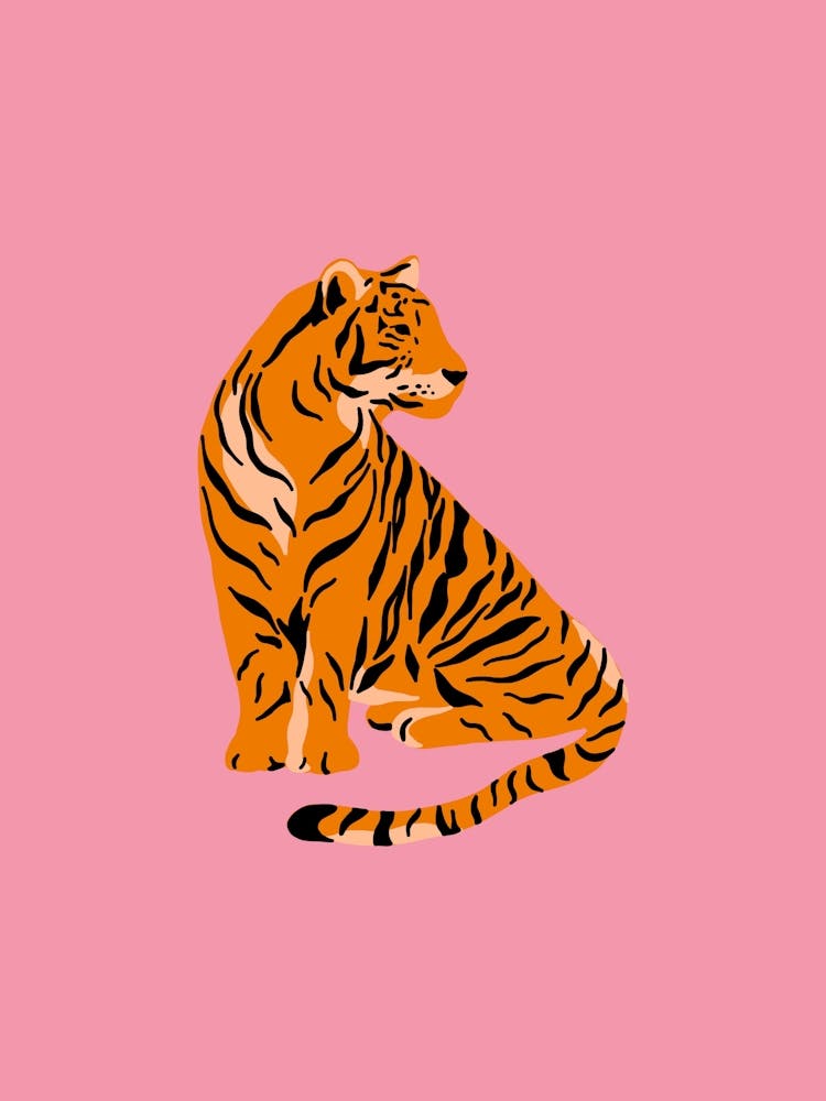 Tiger On Pink Background