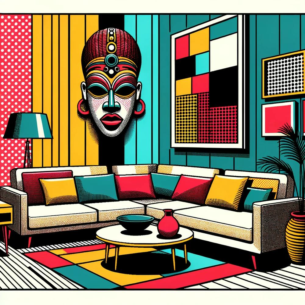 Pop Style Living Room With African Mask