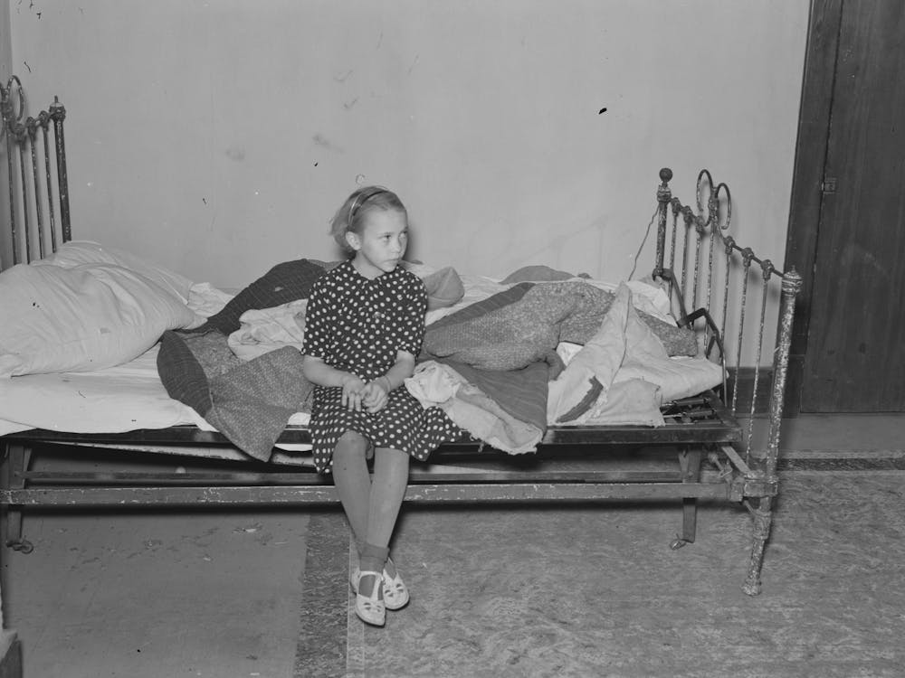 Daughter Of A,O Ryland,Family Used Quilts As Mattresses, Near Williston, North Dakota By Russell Lee