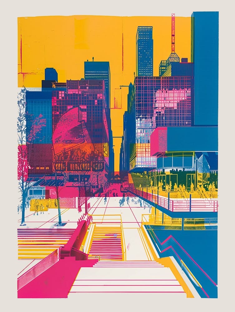 The Museum Of Modern Art New York Colourful Silkscreen Illustration 2