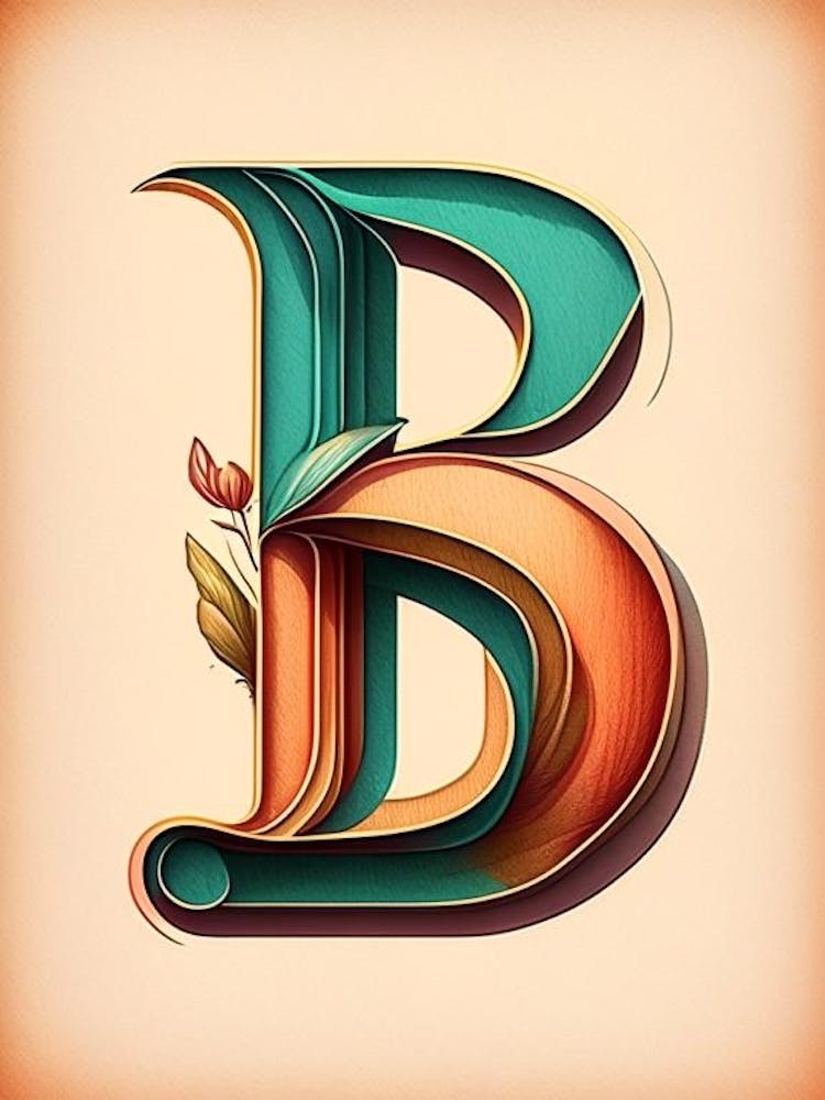 B, Letter, Alphabet Retro Drawing 5