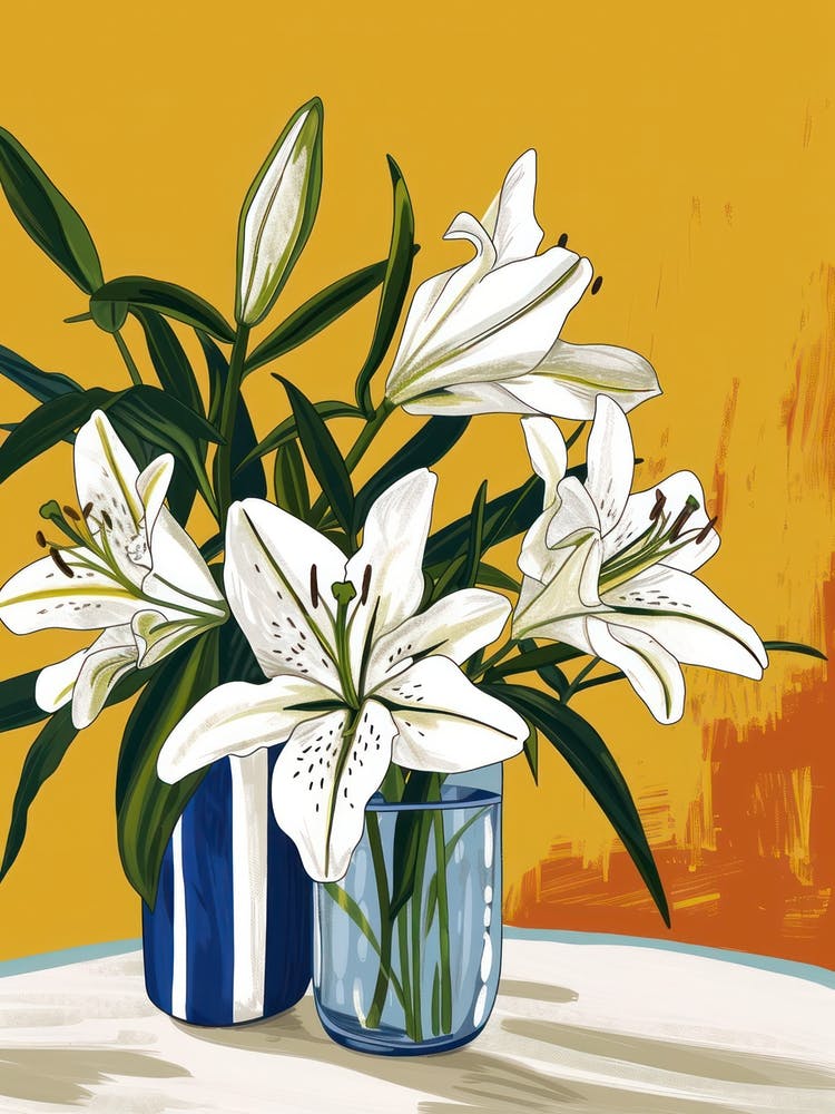 Lily Flowers On A Table   Contemporary Illustration 3