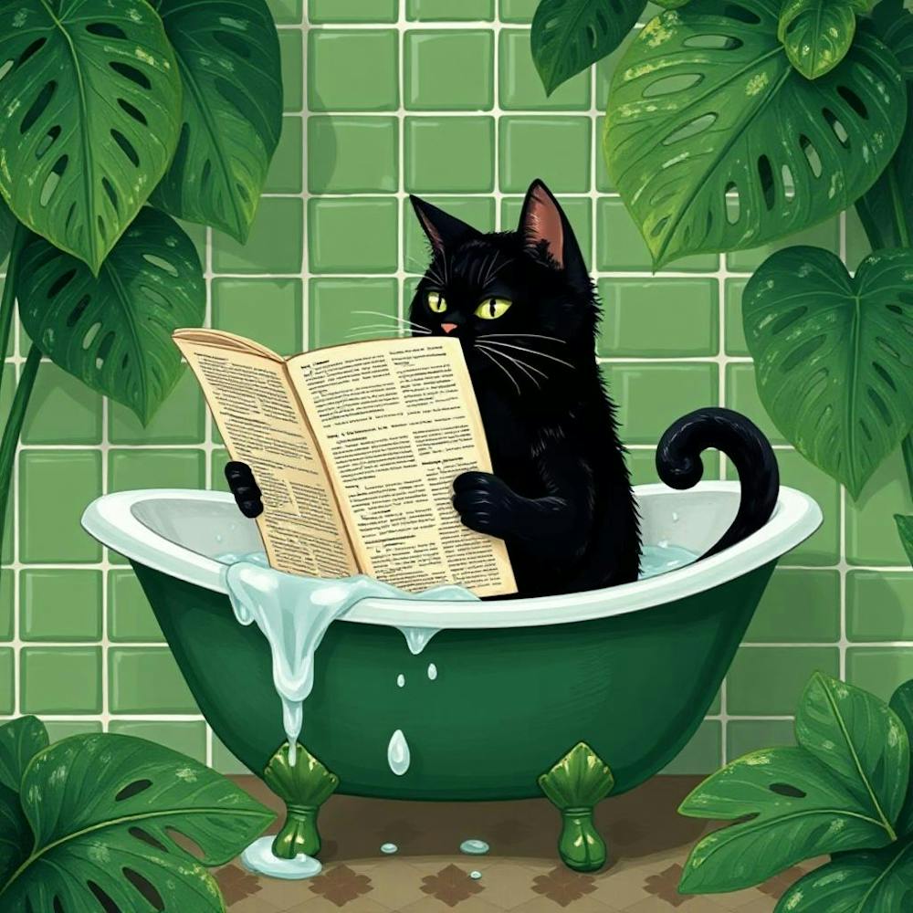 Cat Reading A Book