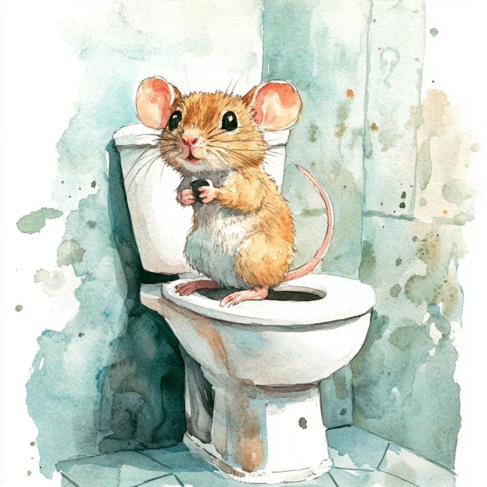 Mouse On Toilet 1