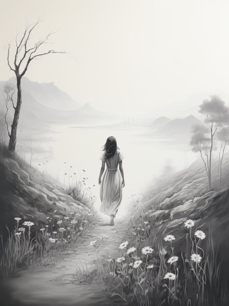 Girl Walking Down A Path