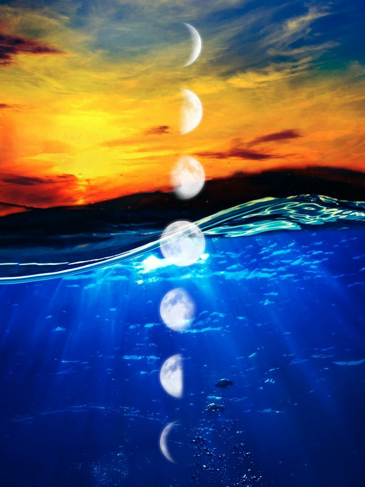 Moon Phases In The Water - Moon phases poster