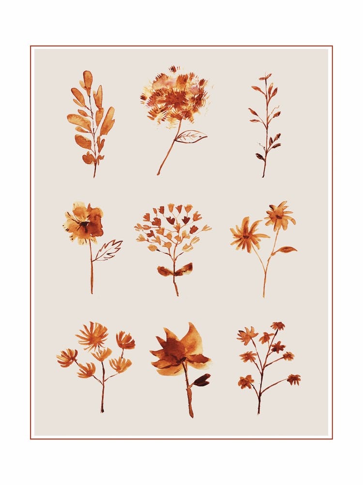 Brown Watercolor Floral