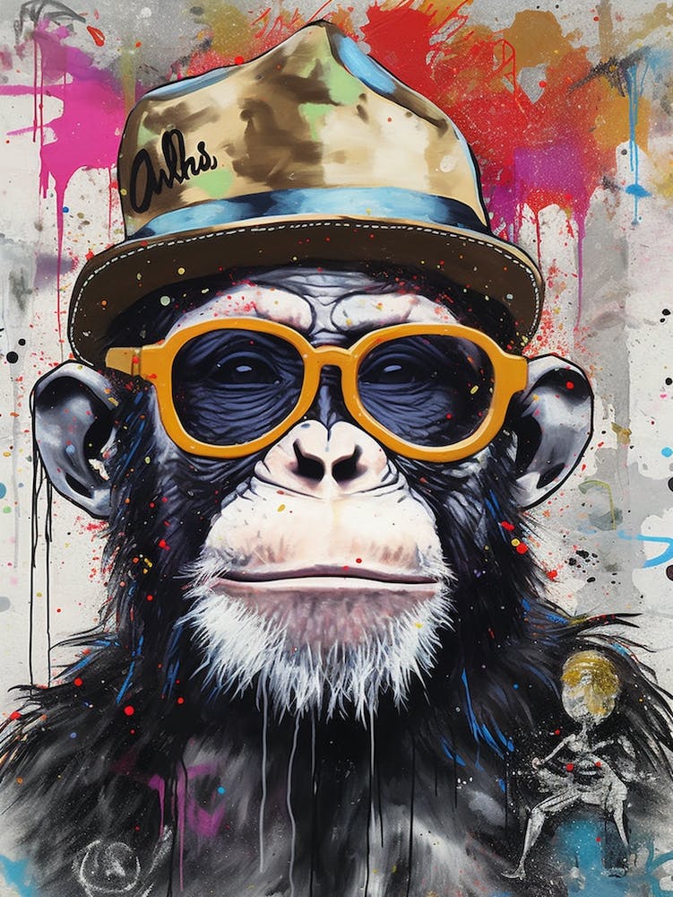 Monkey Wearing Hat and Sunglasses Pop