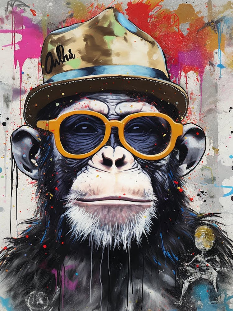 Monkey Wearing Hat and Sunglasses Pop