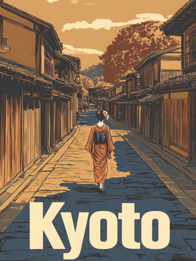 Aihrgdesign A Retro Travel Poster For Kyoto 1
