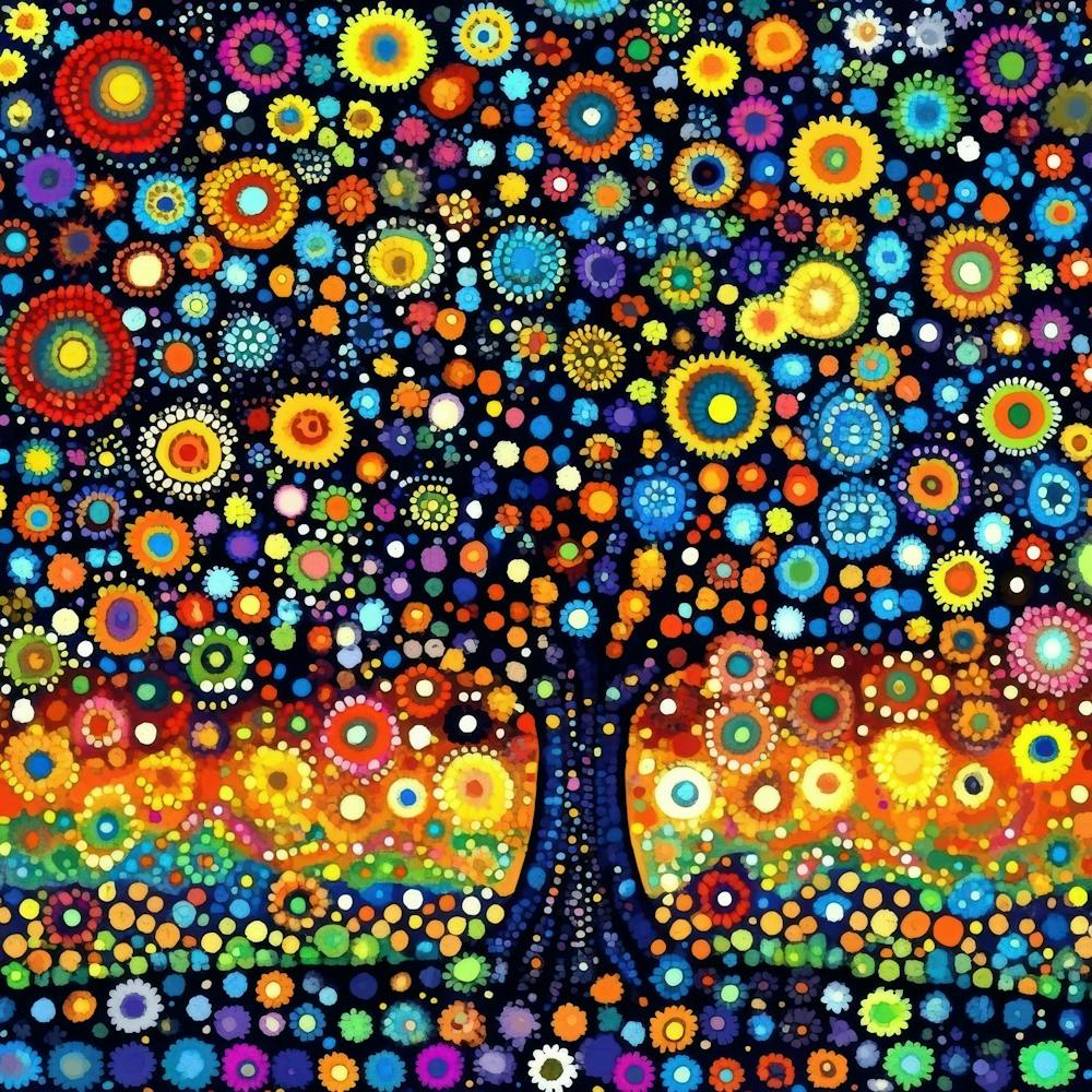 Colorful Dots and Circle of Tree