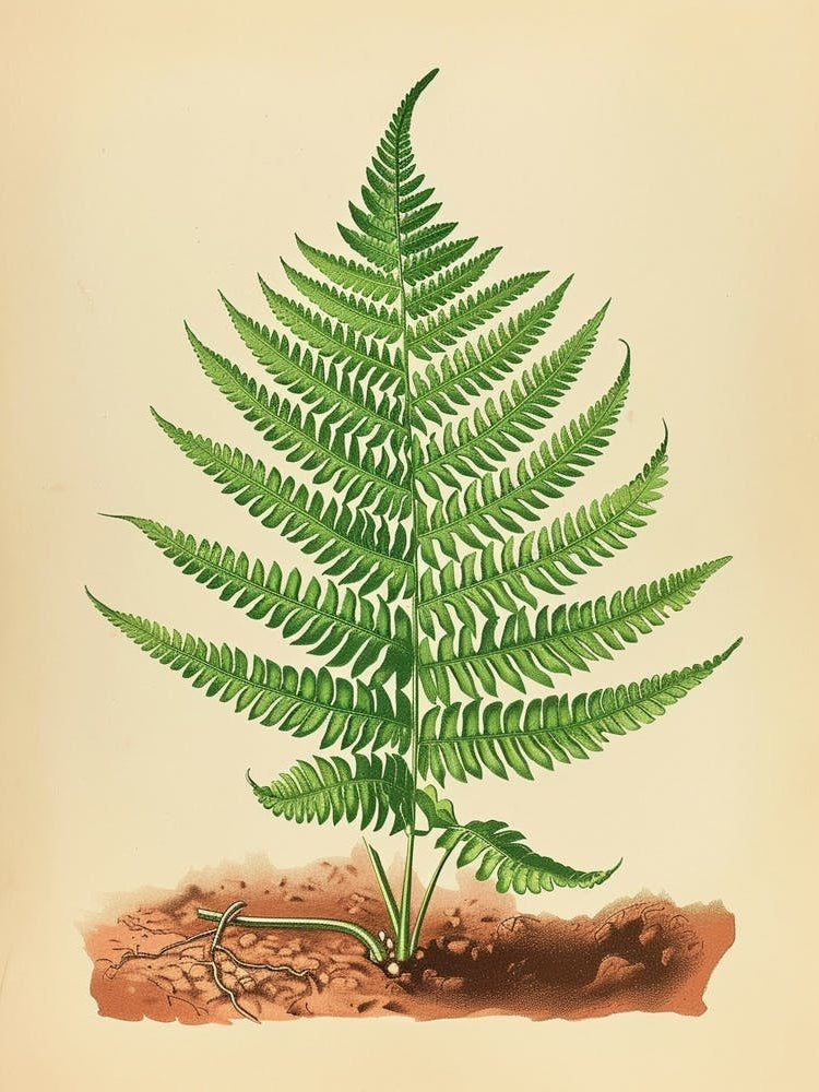 Vintage Illustration Button Fern 3