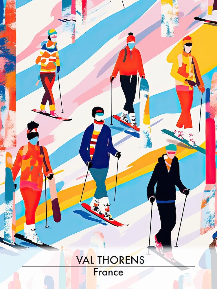 Val Thorens   France, Ski Resort Poster Illustration 2