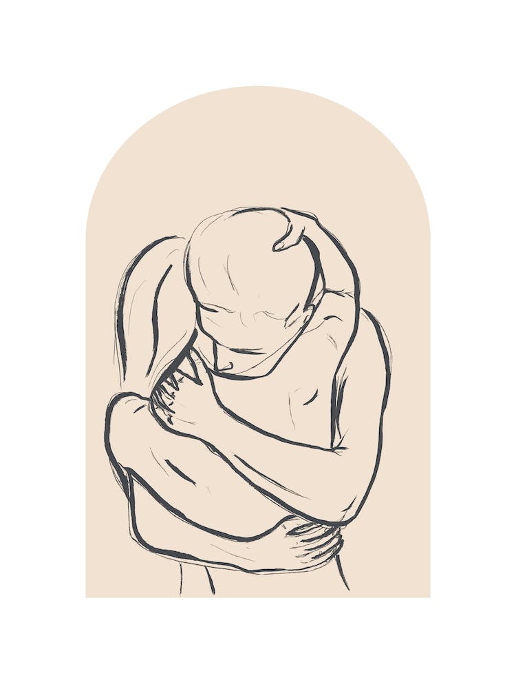 Couple Embrace Arch Window