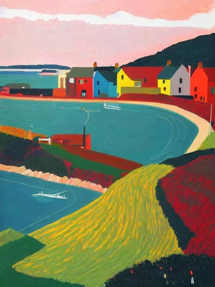 Cemaes Bay, Anglesey, Wales Hockney Style