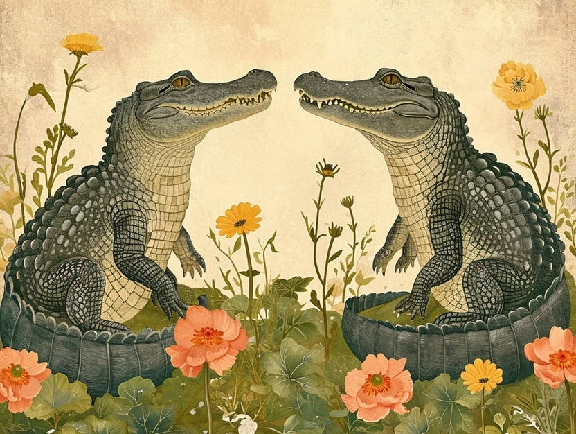 Floral Animal Illustration Crocodile 4