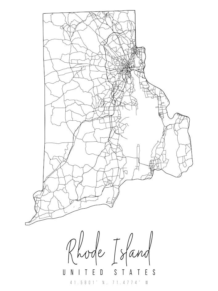 Rhode Island Minimal Street Map
