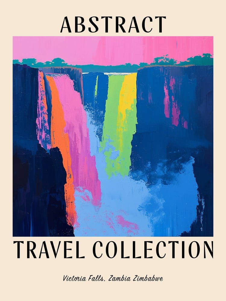 Abstract Travel Collection Poster Victoria Falls Zambia Zimbabwe 1