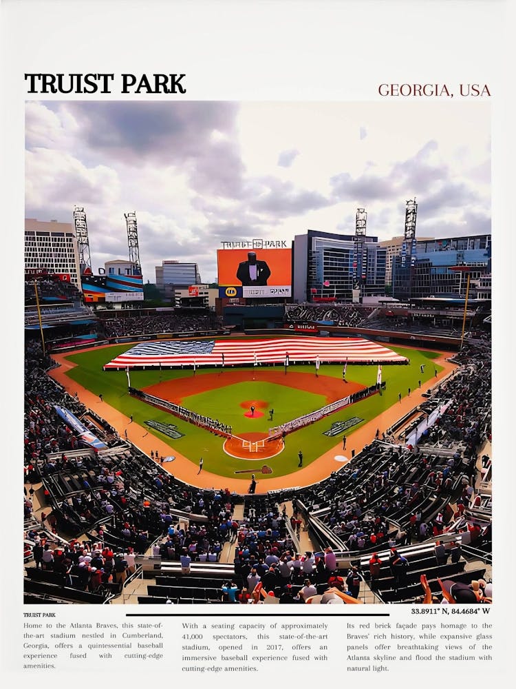 Truist Park Print Atlanta Braves Poster Ballpark Art Mlb Stadium Poster Housewarming Gift1