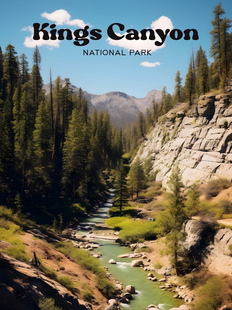Kings Canyon National Park California Hiking Trail Modern Travel Art
