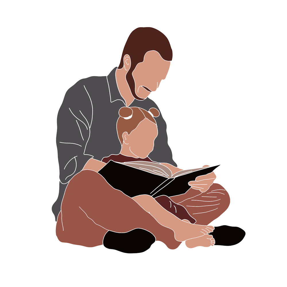 Father Reading To His Daughter