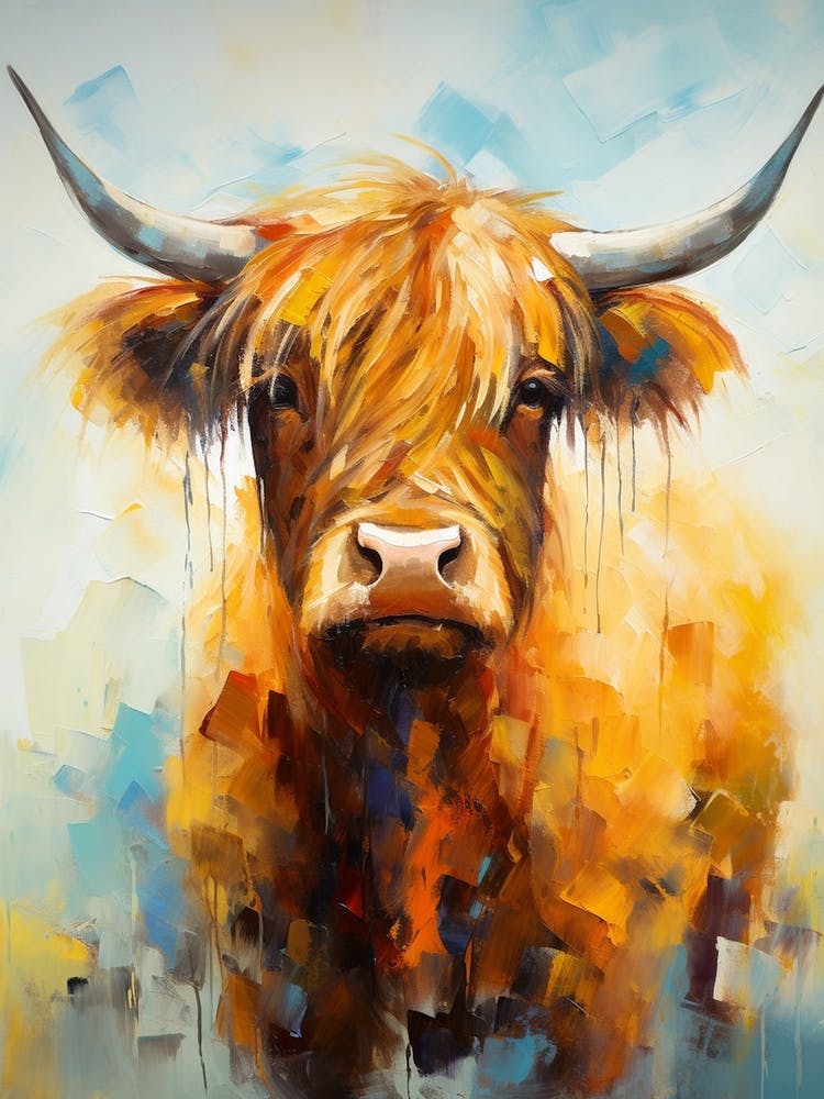 Brushstroke Portrait Of Highland Cow 2