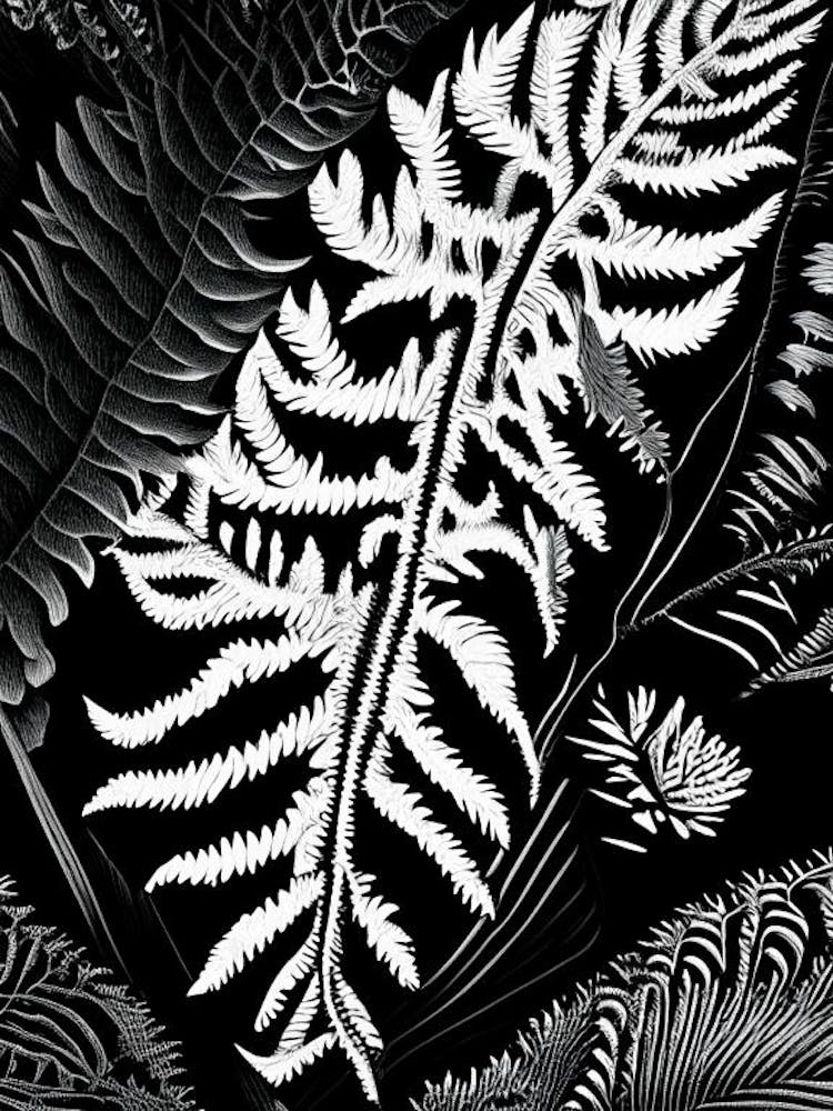 Upside Down Fern Linocut