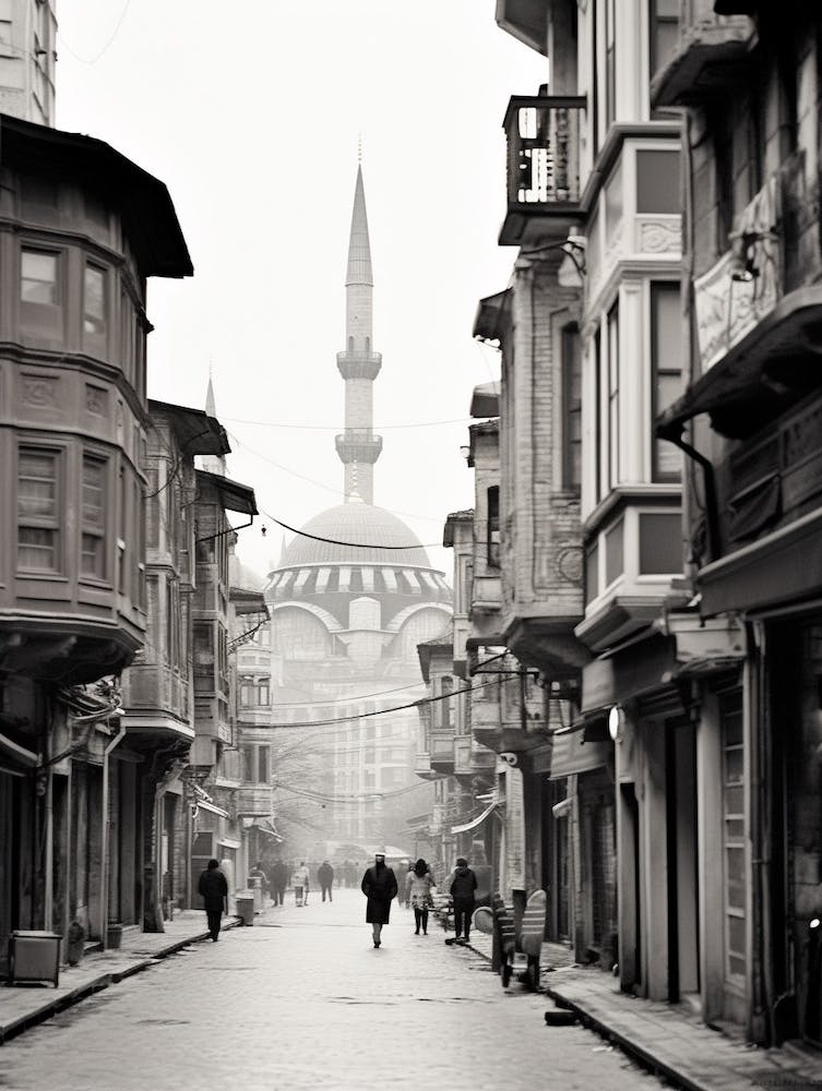 Istanbul, Turkey, Black And White Old Photo 4