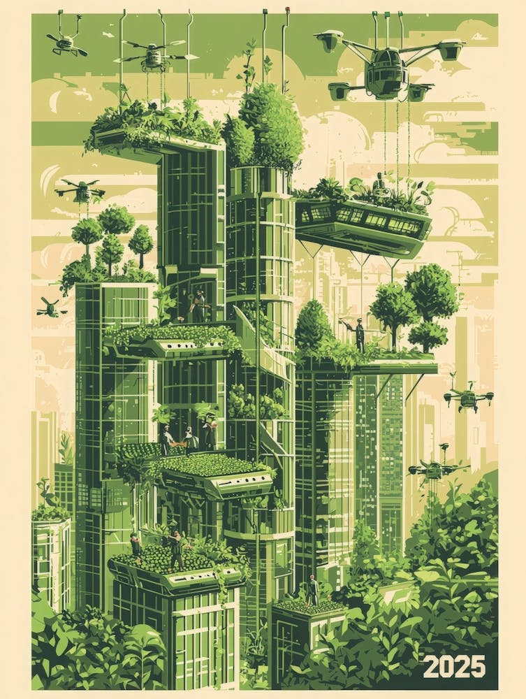 Aihrgdesign A Visionary Poster Depicting Green Skyscrapers An B2766dd1 Dda6 41d4 9ff9 4d38ebd96f2a 0