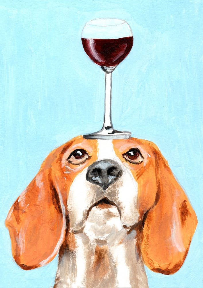 Beagle With Wineglass