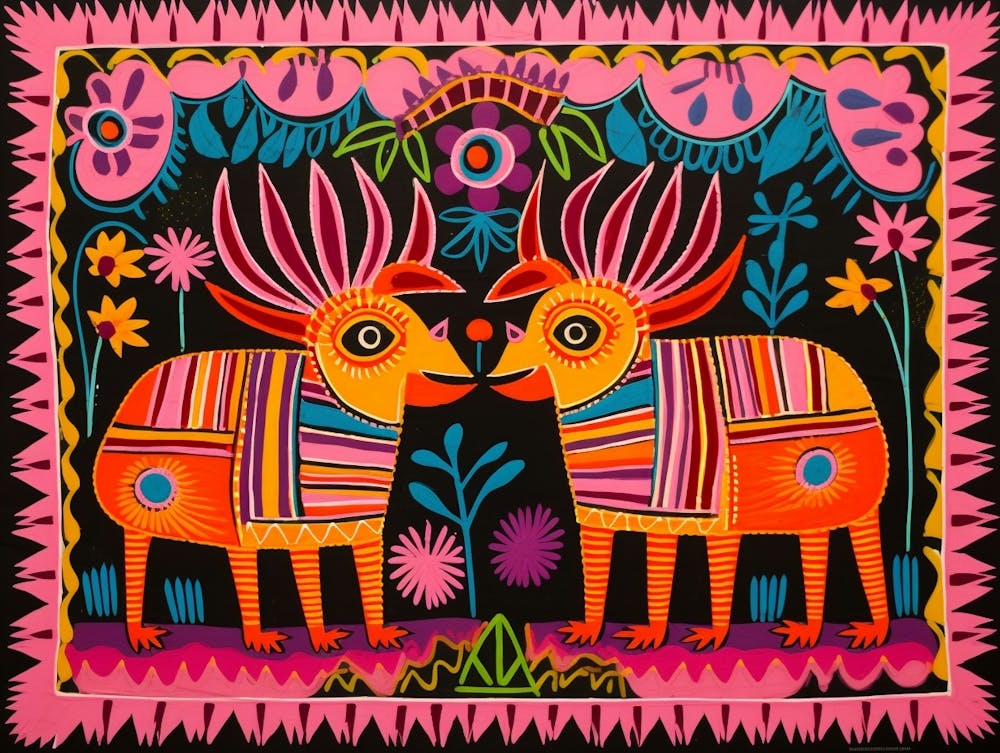 Warthog Folk Style Animal Illustration