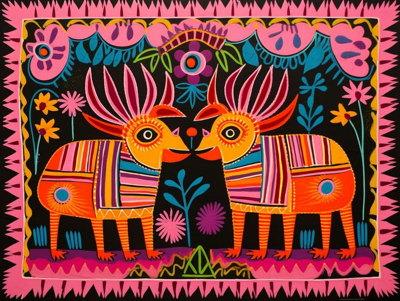 Warthog Folk Style Animal Illustration