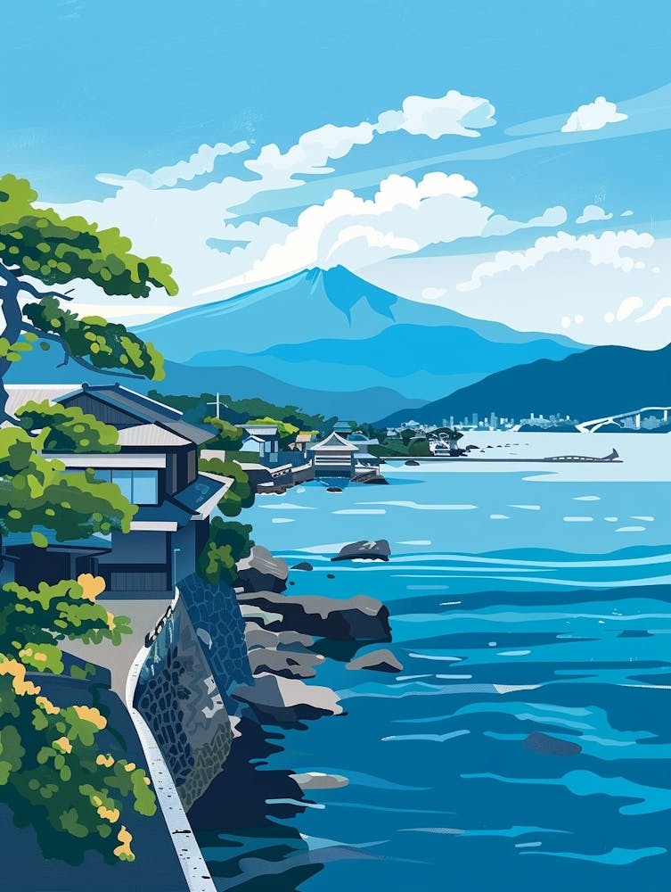 Beppu Japan 2 Colourful Illustration