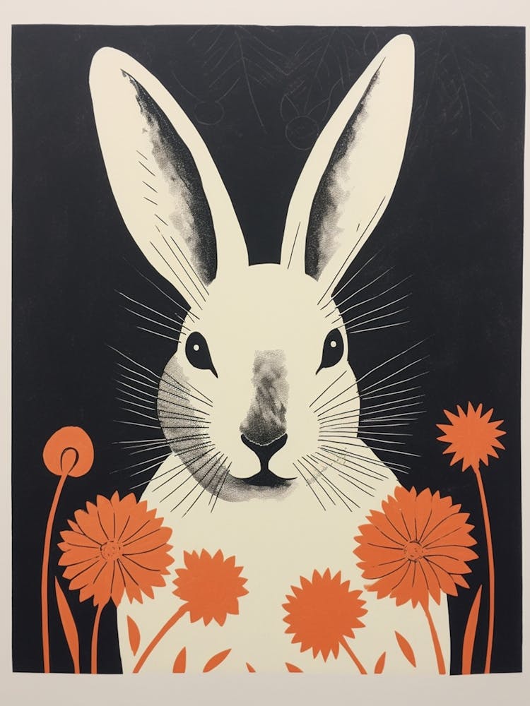 Rabbit With Flowers