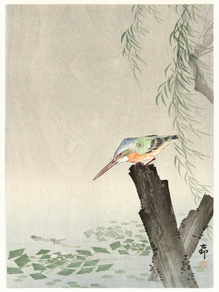 Kingfisher On A Tree Stump (1900 1936), Ohara Koson